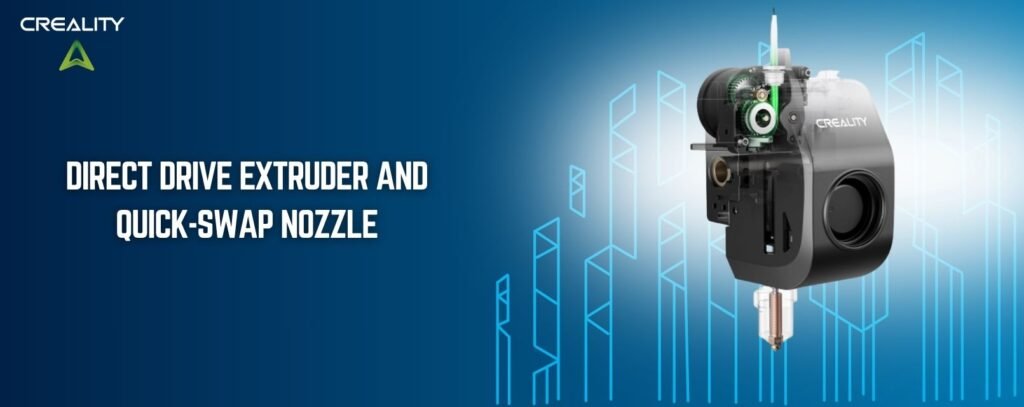 Creality K2 SE direct drive extruder and quick-swap nozzle system